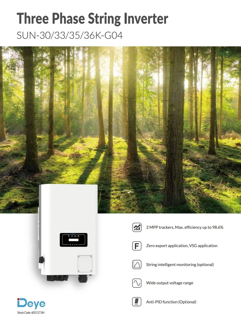 Deye Sun-40/45/50k-g04 Deye three-phase inverter Three-phase Commercial Inverter For Solar Energy System